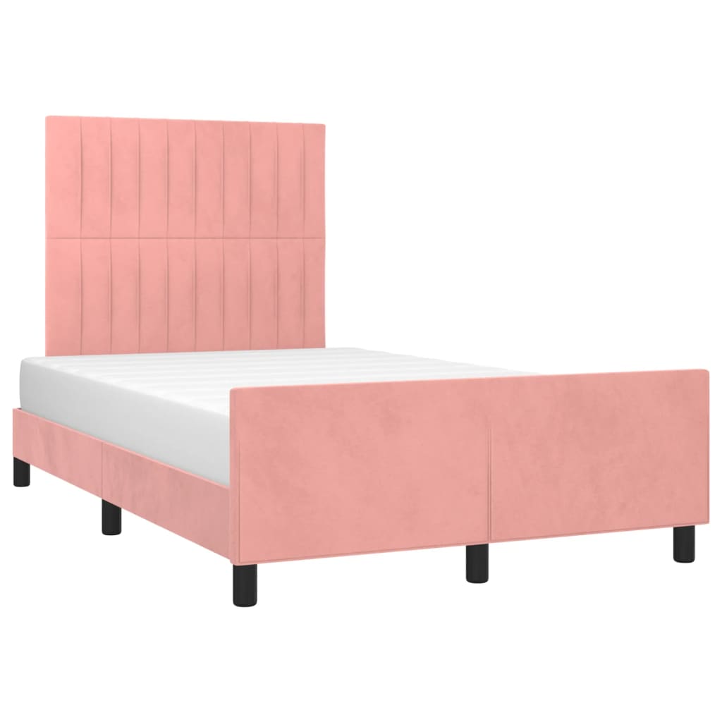 Estrutura de cama com cabeceira 120x190 cm veludo rosa