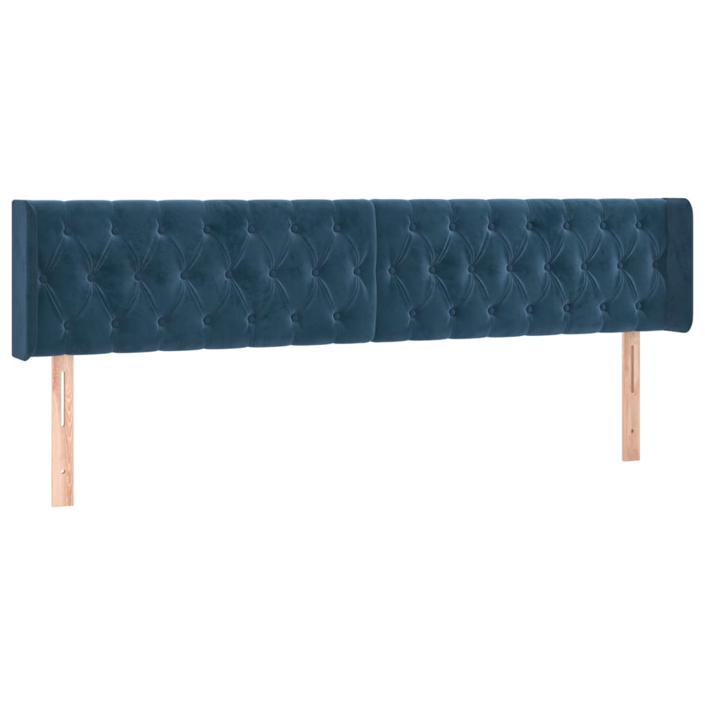 Estrutura de cama c/ cabeceira 120x190 cm veludo azul-escuro