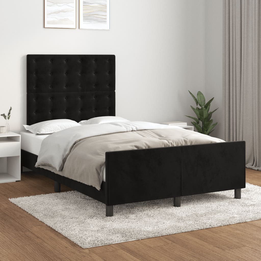 Estrutura de cama com cabeceira 120x190 cm veludo preto