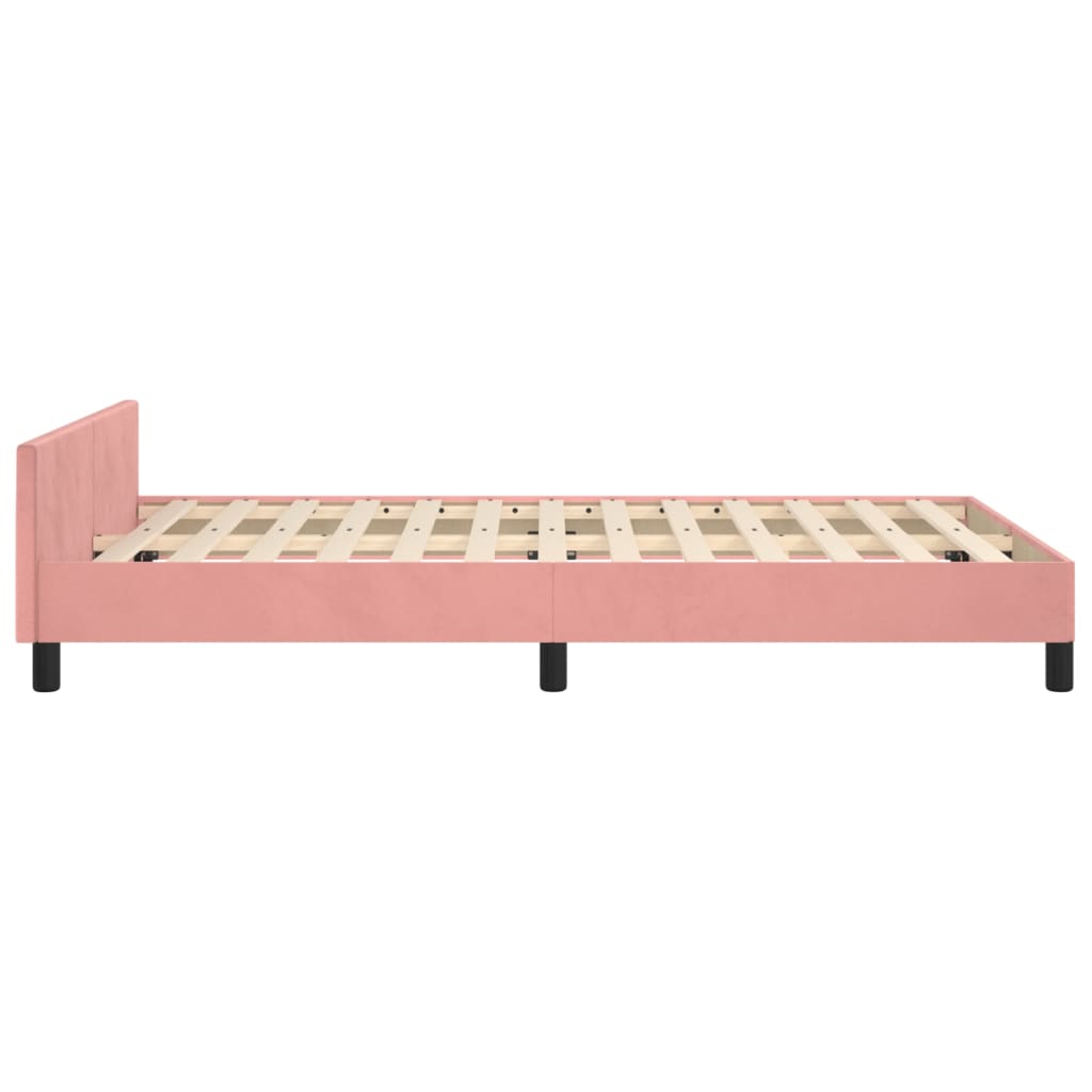 Estrutura de cama com cabeceira 120x190 cm veludo rosa