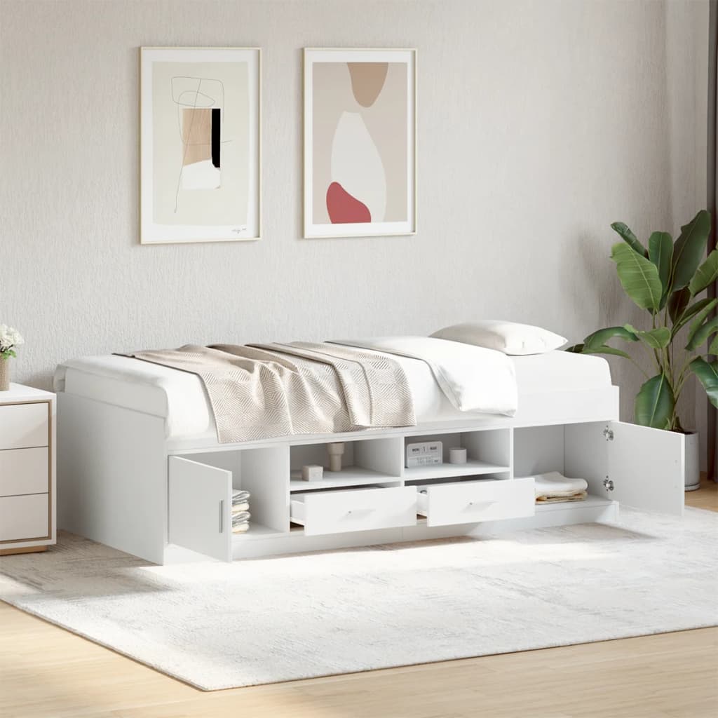 Sofá-cama c/ gavetas 90x200 cm derivados de madeira branco