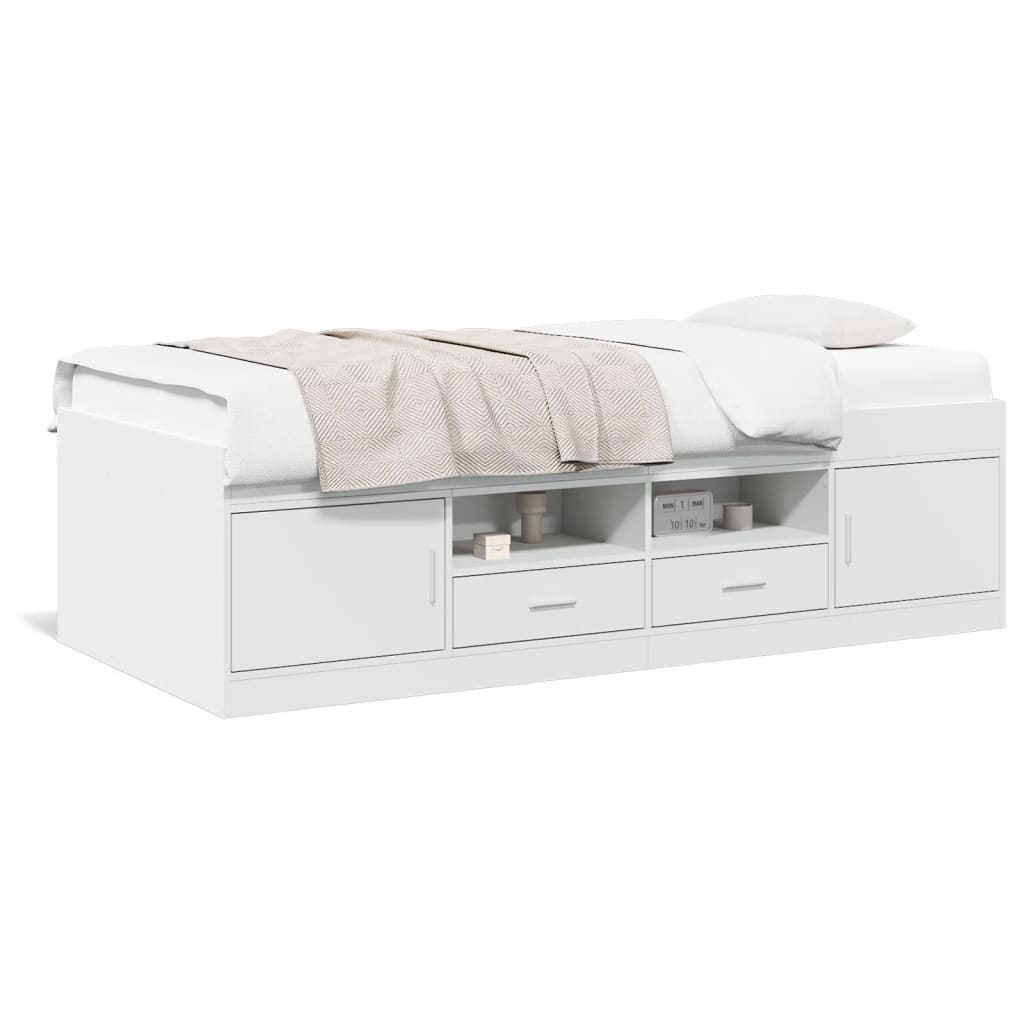 Sofá-cama c/ gavetas 90x200 cm derivados de madeira branco