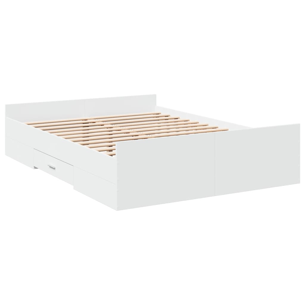 Estrutura de cama c/ gavetas 140x190cm derivados madeira branco