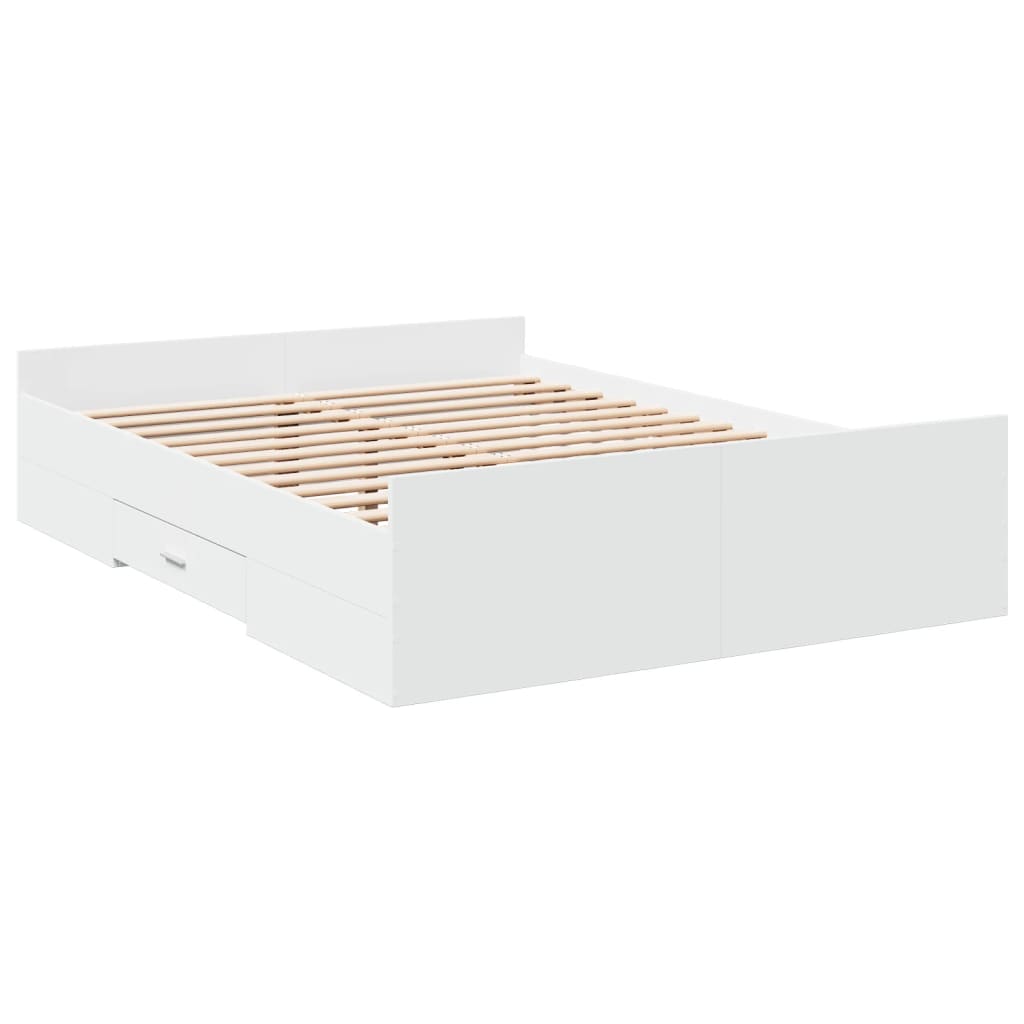 Estrutura de cama c/ gavetas 140x190cm derivados madeira branco