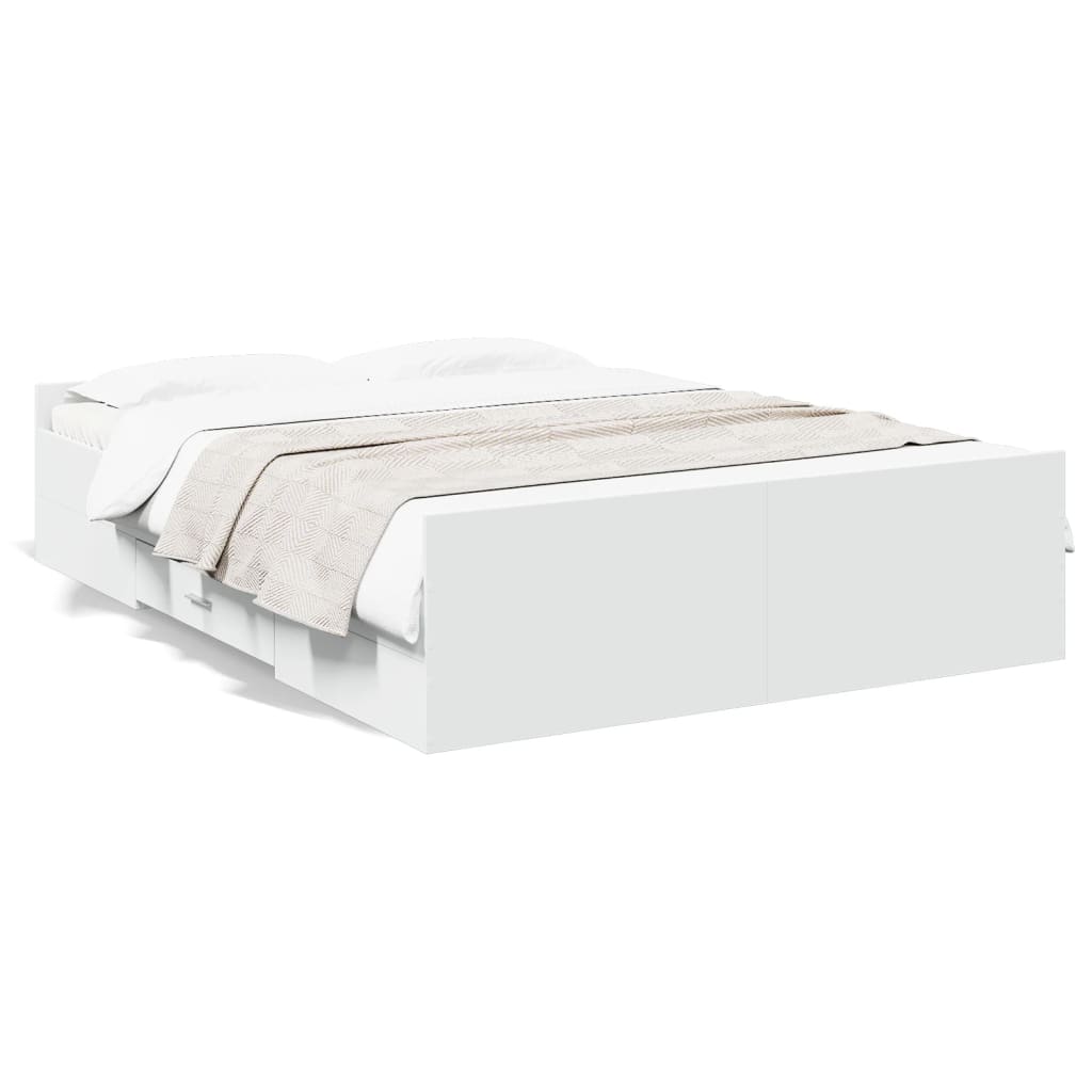 Estrutura de cama c/ gavetas 140x190cm derivados madeira branco