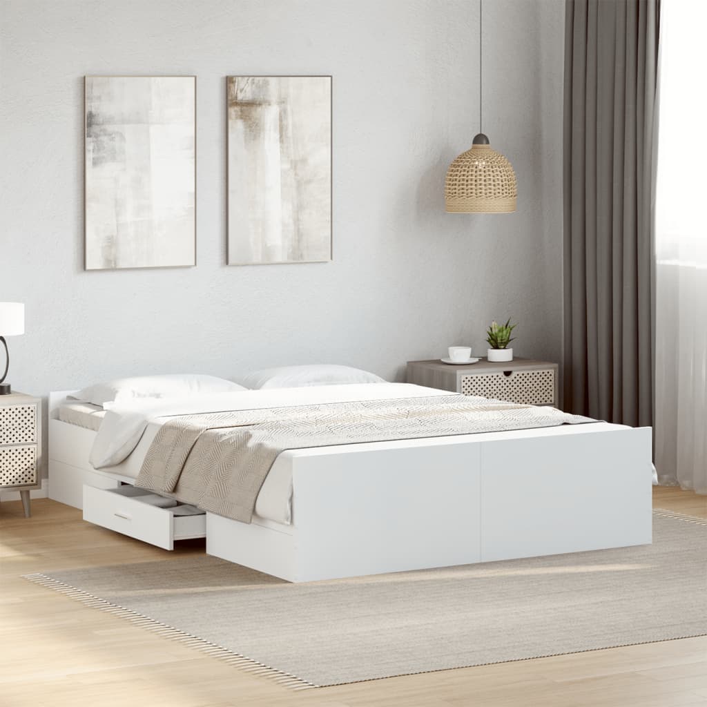 Estrutura cama c/ gavetas 120x190cm derivados de madeira branco