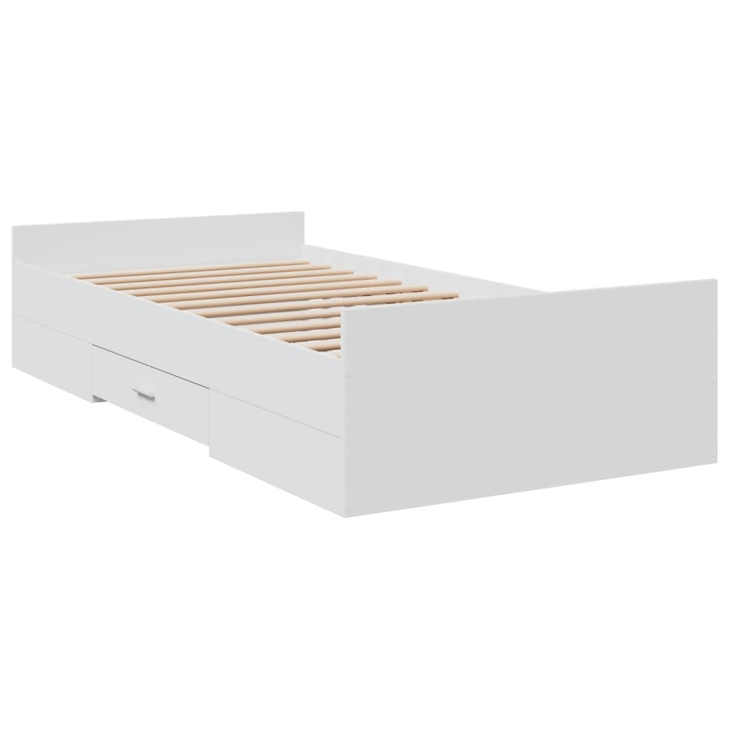 Estrutura de cama c/ gavetas 100x200cm derivados madeira branco