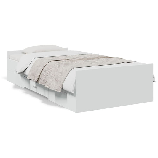 Estrutura de cama c/ gavetas 100x200cm derivados madeira branco