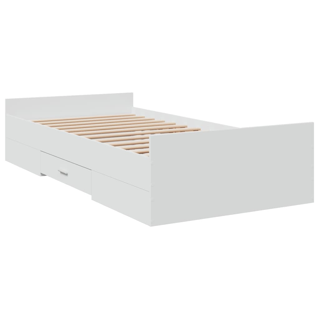 Estrutura cama c/ gavetas 75x190 cm derivados de madeira branco