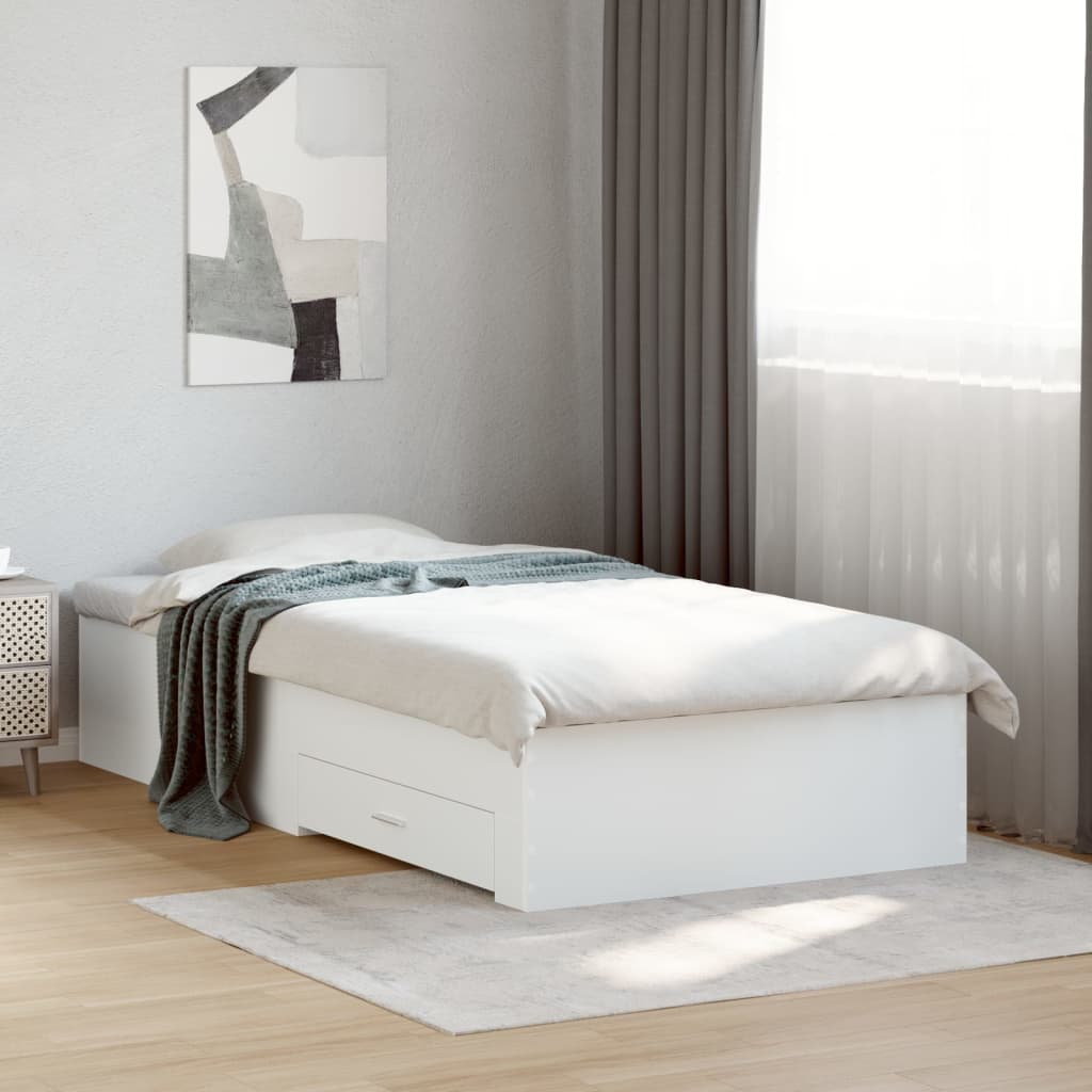 Estrutura de cama c/ gavetas 100x200cm derivados madeira branco