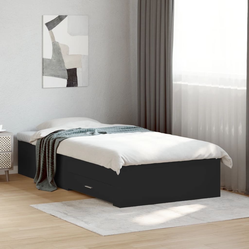 Estrutura cama c/ gavetas 75x190 cm derivados de madeira preto