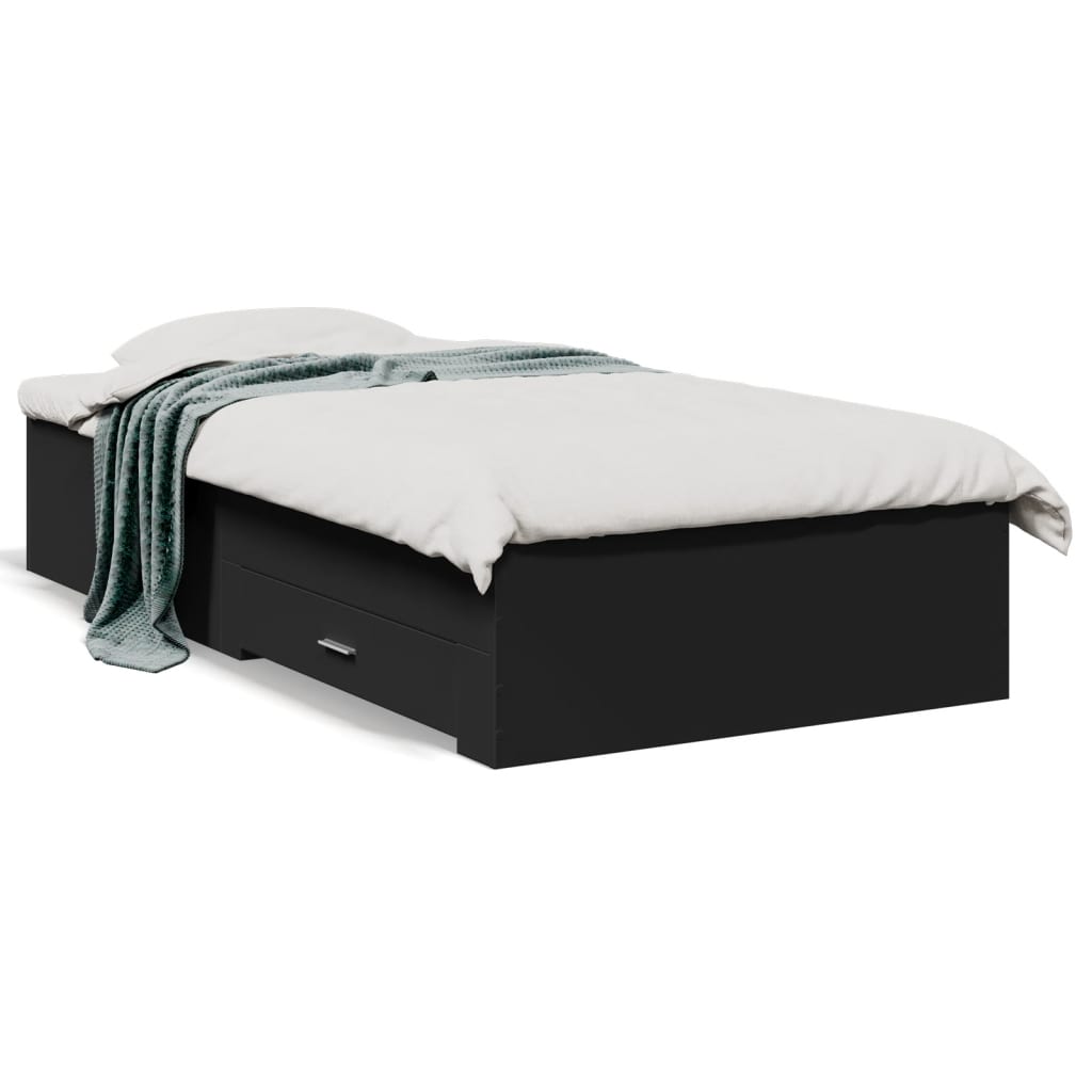 Estrutura cama c/ gavetas 75x190 cm derivados de madeira preto