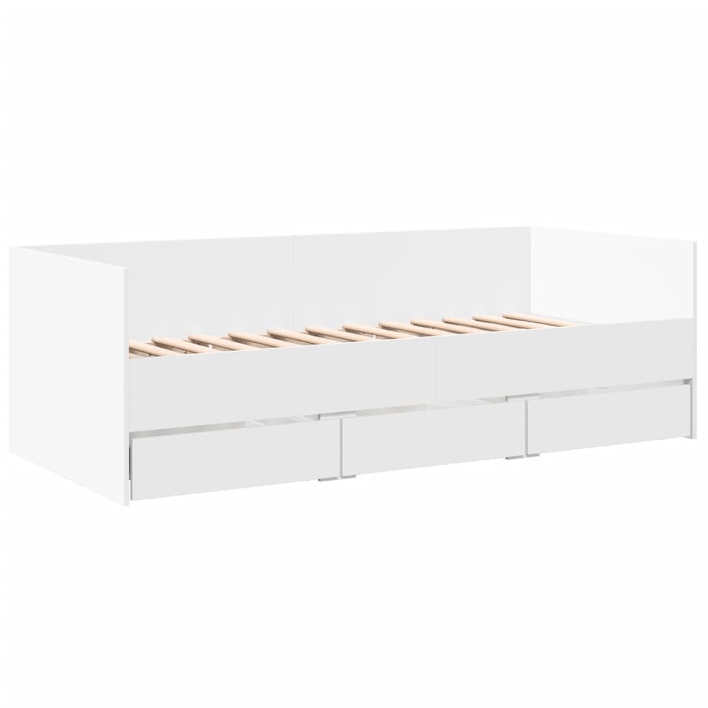 Sofá-cama c/ gavetas 75x190 cm derivados de madeira branco