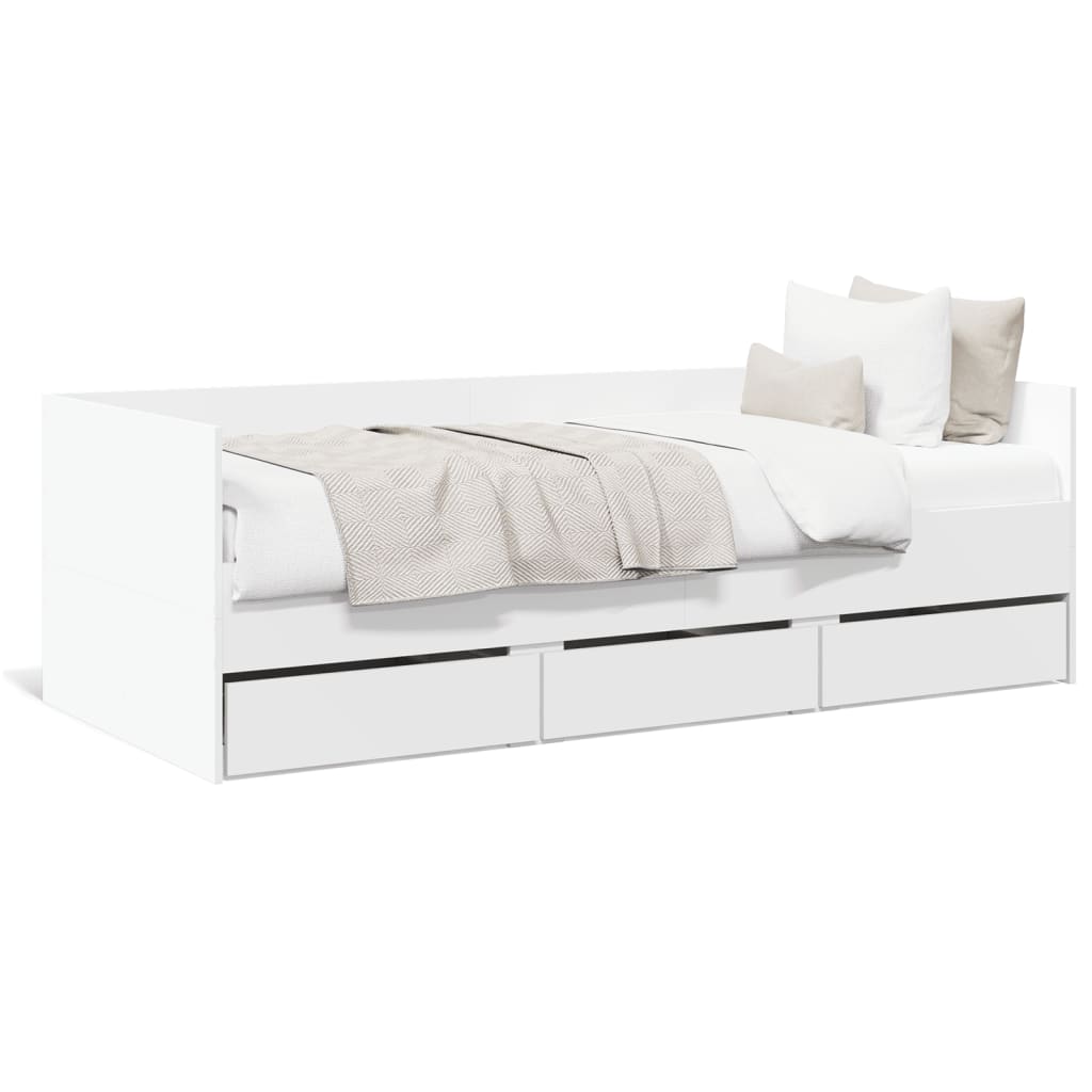 Sofá-cama c/ gavetas 75x190 cm derivados de madeira branco