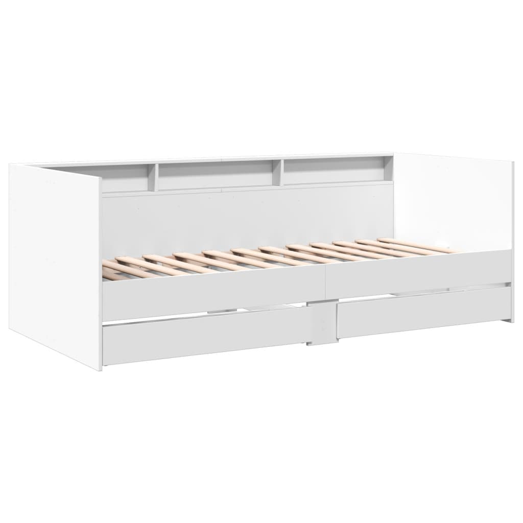 Sofá-cama c/ gavetas 90x190 cm derivados de madeira branco