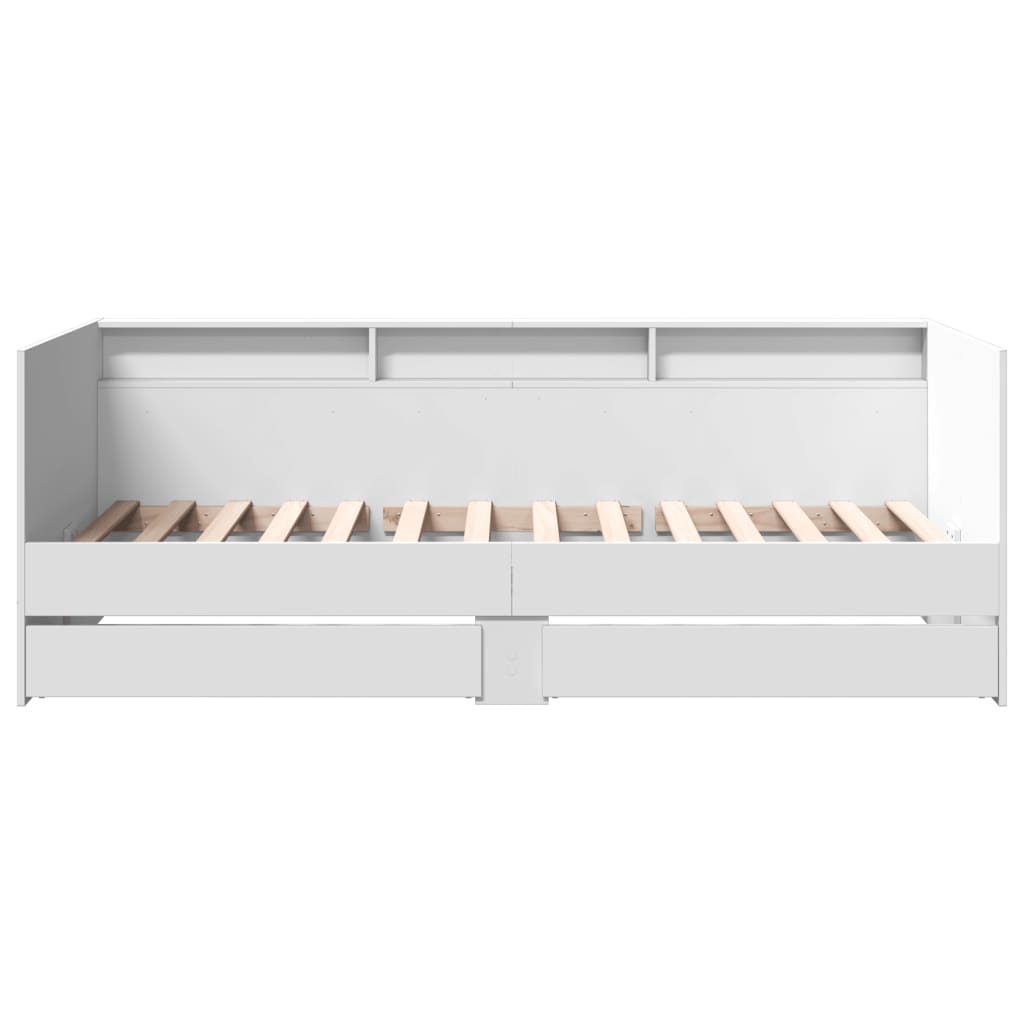 Sofá-cama c/ gavetas 90x190 cm derivados de madeira branco