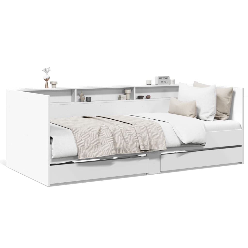 Sofá-cama c/ gavetas 90x190 cm derivados de madeira branco