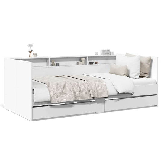 Sofá-cama c/ gavetas 75x190 cm derivados de madeira branco