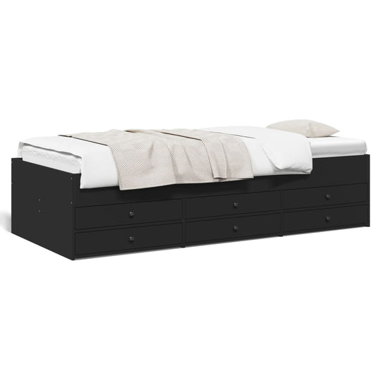 Sofá-cama c/ gavetas 90x190 cm derivados de madeira preto