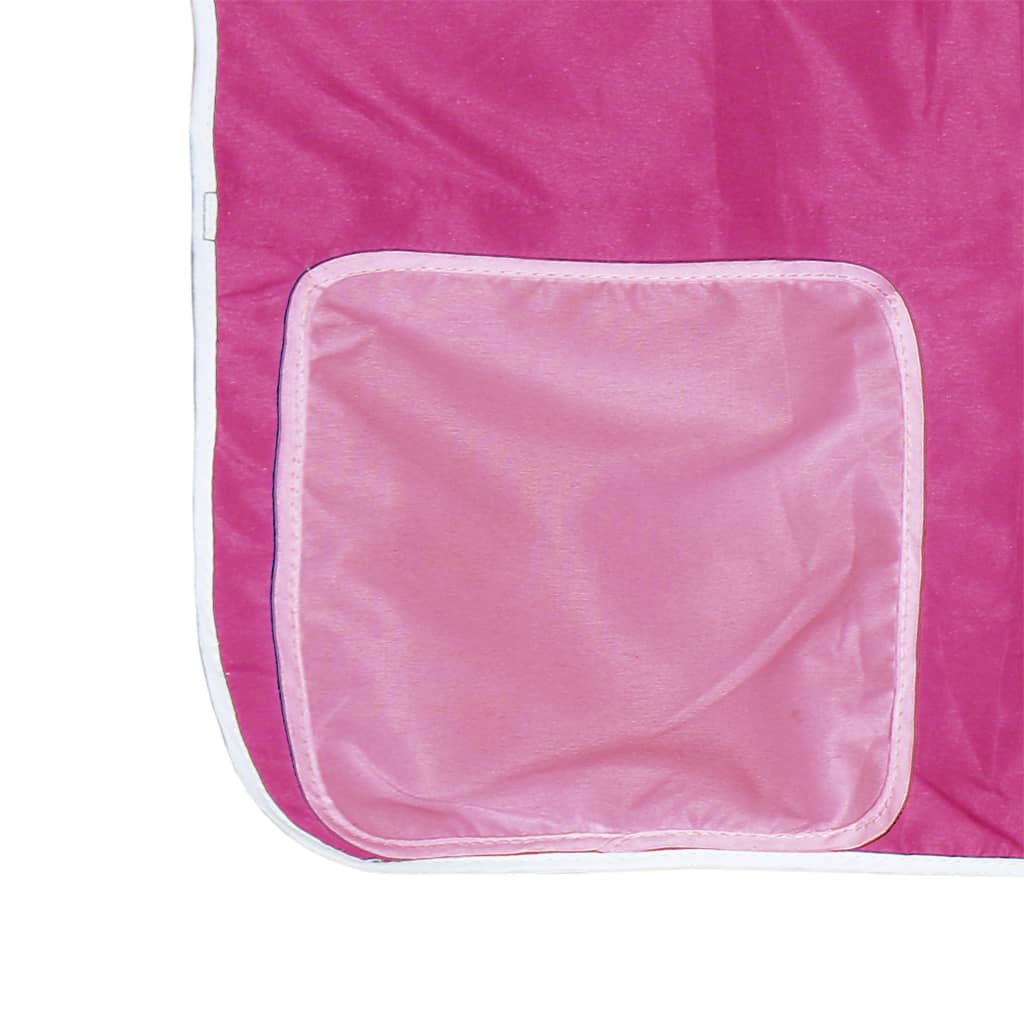 Cama alta p/ criança c/ cortinas 90x190 cm pinho maciço rosa