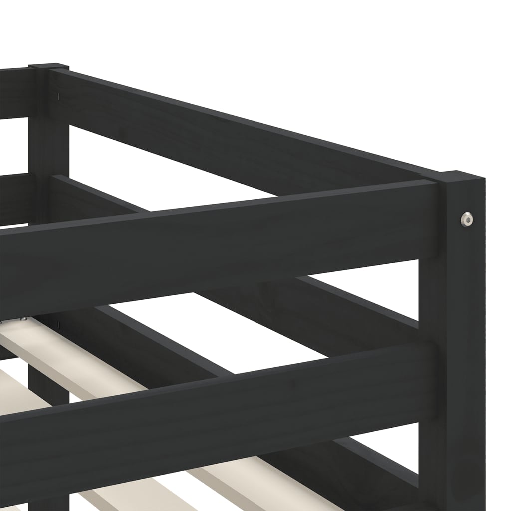 Cama alta criança c/ túnel 90x190 cm pinho maciço branco/preto