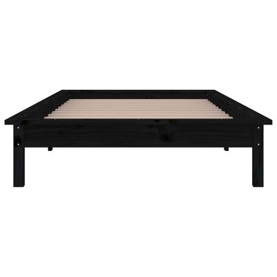 Estrutura cama c/ LED solteiro 75x190 cm madeira maciça preto